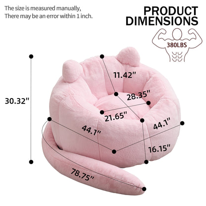 Cat-Shaped Adult Bean Bag Sofa, No Assembly, for Living Room & Bedroom